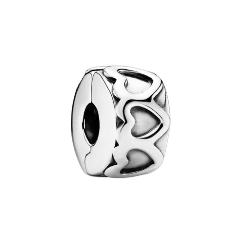 Hạt Vòng Charm Pandora Row Of Hearts Clip Charm 791978 Màu Bạc