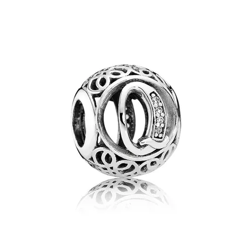 Hạt Vòng Charm Pandora Vintage Q Charm 791861CZ Màu Bạc