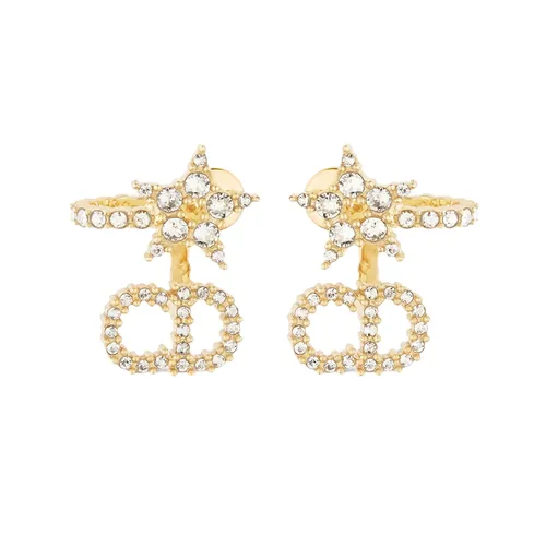 Khuyên Tai Nữ Dior Women Clair D Lune Earrings Gold-Finish Metal And White Crystals Màu Vàng - Trang sức - Vua Hàng Hiệu