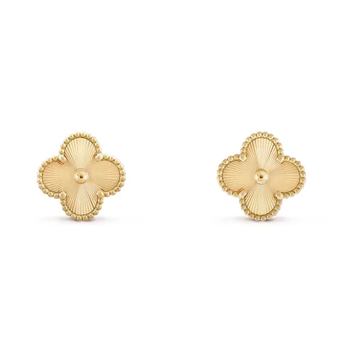 Khuyên Tai Nữ Jewery Luxury Gold Alhambra Earrings 18 Karat Yellow Gold Màu Vàng - Trang sức - Vua Hàng Hiệu