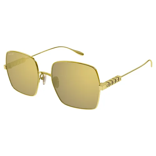 Kính Mát Gucci GG1434S 004 Lettering Logo Sunglasses Màu Vàng Gold - Kính mắt - Vua Hàng Hiệu