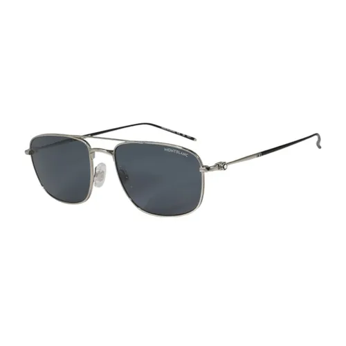 Montblanc Xanh xám Đức Kính chống nắng/Sunglasses - Kính Mát Montblanc Sunglasses MB0127S-001 56 Màu Xanh Xám - Vua Hàng Hiệu