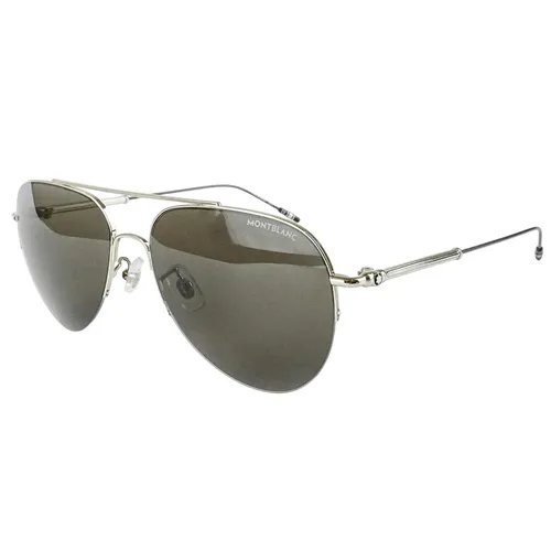 Montblanc - Kính Mát Nam Montblanc Sunglasses MB0037S-001 59 Màu Xám Bạc - Vua Hàng Hiệu