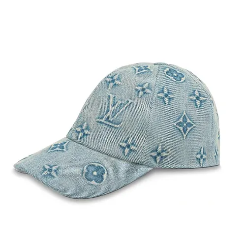 Mũ nón Louis Vuitton Mũ lưỡi trai - Mũ Nam Louis Vuitton LV Monogram Washed Denim Cap M7156L Màu Xanh Nhạt Size M - Vua Hàng Hiệu