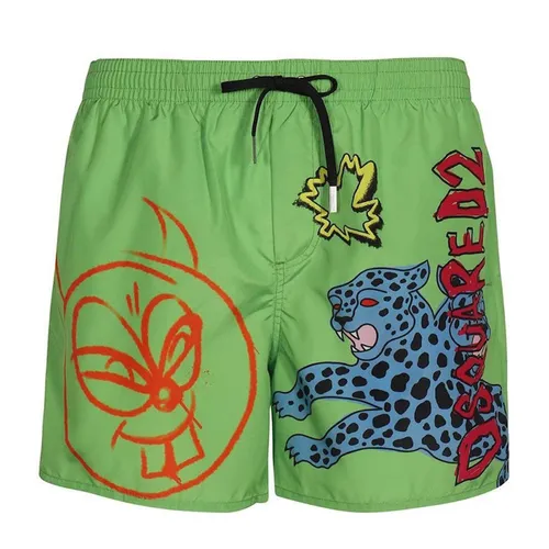 Quần Short Nam Dsquared2 Graphic-Print Swimming Trunk D7B544170 Màu Xanh Lá Size 44