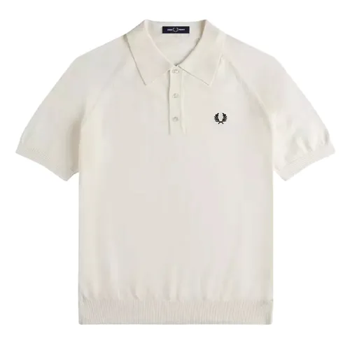 Fred Perry - Áo Polo Nam Fred Perry K7303 Raglan Sleeve Knit Polo Shirt Màu Trắng Kem Size S - Vua Hàng Hiệu