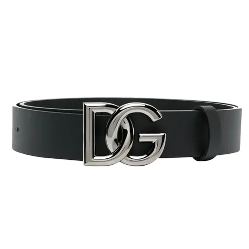 Thắt lưng Dolce & Gabbana - Thắt Lưng Nam Dolce & Gabbana D&G Belt Black Leather With Silver Logo BC4644 AX622 8V363 Bản 3.5cm Màu Đen Size 85 - Vua Hàng Hiệu