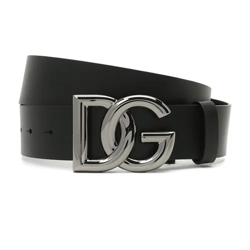 Thắt lưng Dolce & Gabbana - Thắt Lưng Nam Dolce & Gabbana D&G Belt Black Leather With Silver Logo BC4644 AX622 8V363 Bản 4cm Màu Đen Size 85 - Vua Hàng Hiệu