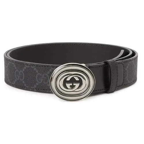 Thắt lưng Gucci Nam - Thắt Lưng Nam Gucci GG Buckle Black 699450-92TUX-1000 Bản 4cm Màu Đen Xám Size 85 - Vua Hàng Hiệu