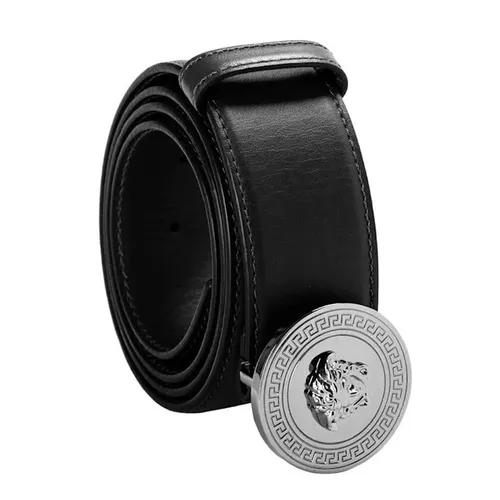 Thắt lưng Versace Nam - Thắt Lưng Nam Versace Black Leather Metal Buckle Decorated 1006276 Medusa Belt Màu Đen Size 85 - Vua Hàng Hiệu