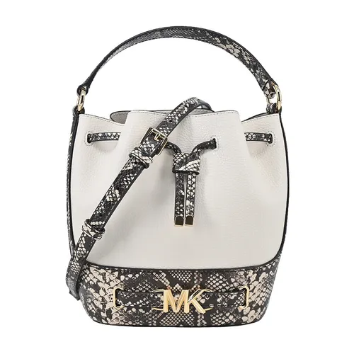 Túi Đeo Chéo Michael Kors MK Reed Bucket White Multi Bag Màu Trắng Đen