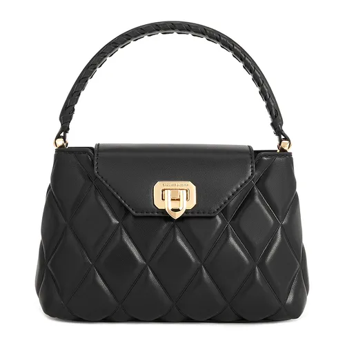 Túi Đeo Chéo Nữ Charles & Keith CNK Arwen Quilted Braided-Strap Top Handle Bag 50782379 Black Màu Đen