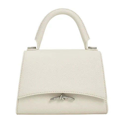 Túi Đeo Chéo Nữ Charles & Keith CNK Huxley Metallic Push-Lock Top Handle Bag 50270807-A Màu Trắng Kem