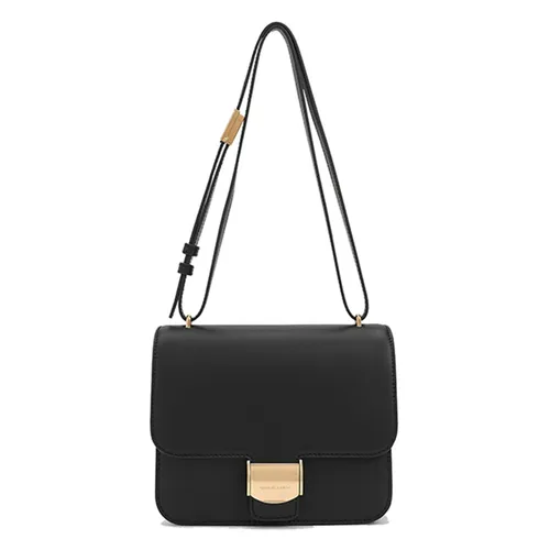 Túi Đeo Chéo Nữ Charles & Keith CNK Violetta Boxy Bag Black 80782358 Màu Đen