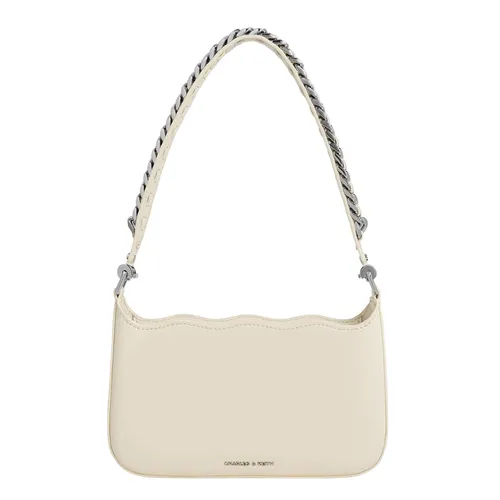 Túi Đeo Vai Nữ Charles & Keith CNK Wavy Braided Chain-Link Shoulder Bag 20271135 Màu Kem