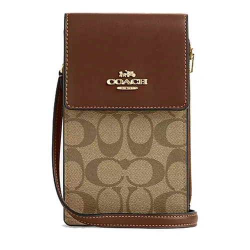 Túi xách - Túi Đựng Điện Thoại Nữ Coach North South Phone Crossbody In Signature Canvas CM234 Màu Nâu Be - Vua Hàng Hiệu