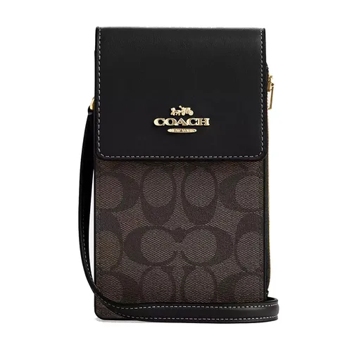 Túi xách Coach Túi đựng điện thoại - Túi Đựng Điện Thoại Nữ Coach North South Phone Crossbody In Signature Canvas CM234 Màu Nâu Đen - Vua Hàng Hiệu