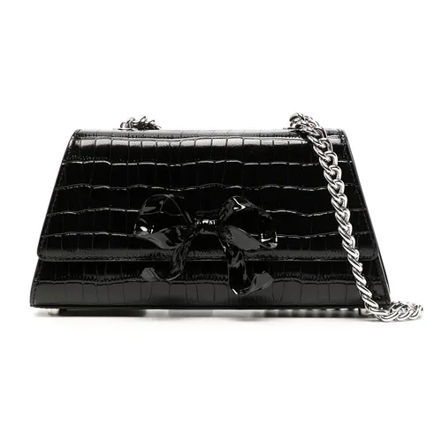 Self-Portrait - Túi Xách Nữ Self-Portrait Mini Bow Crocodile-Embossed Bag Màu Đen - Vua Hàng Hiệu