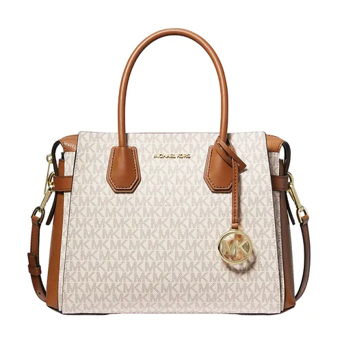 Túi xách - Túi Xách Tay Nữ Michael Kors MK Mercer Medium Logo Belted Satchel 35F2GM9S8B Màu Vanilla - Vua Hàng Hiệu