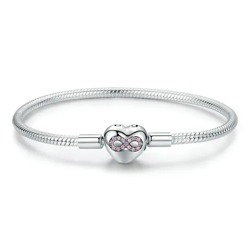 Lili Jewelry - Vòng Đeo Tay Nữ Lili Jewelry Đính Đá CZ Hình Trái Tim Vô Cực Charlee LILI_089915 Màu Bạc Size 17 - Vua Hàng Hiệu