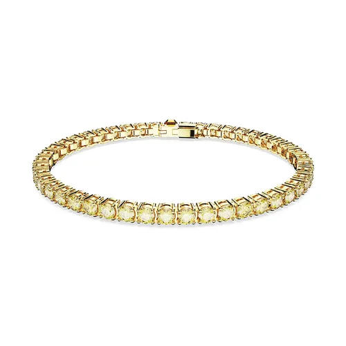Vòng Đeo Tay Nữ Swarovski Matrix Tennis Bracelet Round Cut Yellow Gold Tone Plated 5648934 Màu Vàng