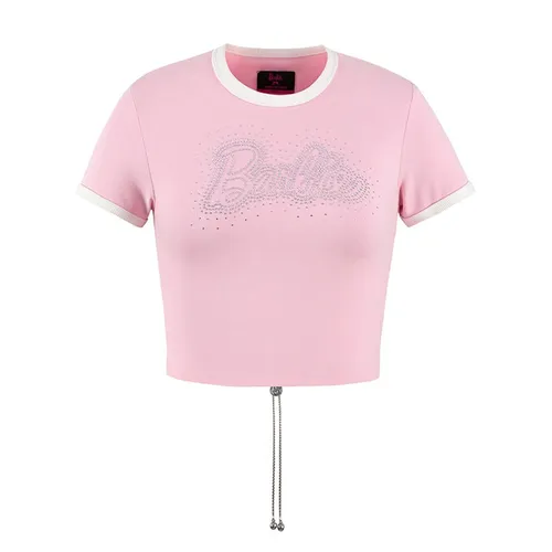 Thời trang - Áo Croptop Nữ Weird Market x Barbie Rhinestone Printed Top Rose Shadow T-Shirt Màu Hồng Size M - Vua Hàng Hiệu