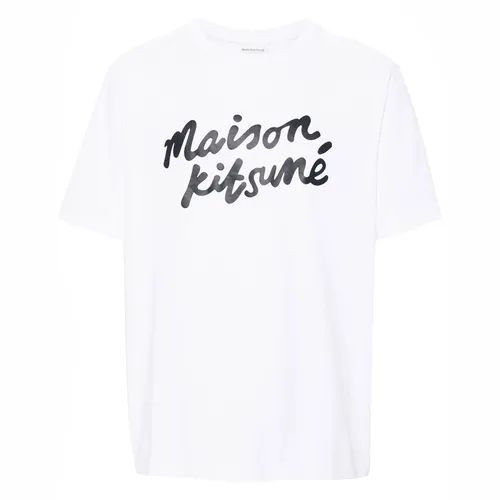 Maison Kitsuné - Áo Phông Nam Maison Kitsuné White With Logo Printed MM00101KJ0118M186 Tshirt Màu Trắng - Vua Hàng Hiệu