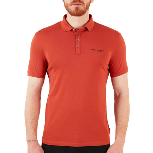 Thời trang Cam Áo Polo - Áo Polo Nam Armani Exchange Regular Fit Buttoned TShirt 8NZF80 Z8H4Z Màu Cam Size XS - Vua Hàng Hiệu