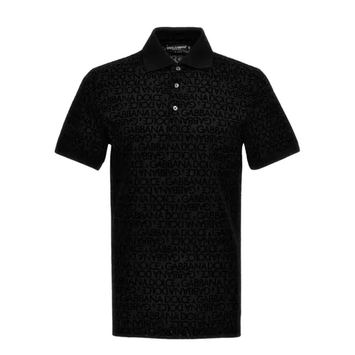 Áo Polo Nam Dolce & Gabbana D&G With All Over Logo Printed G8PT0T G7KV1 N0000 Màu Đen Size 46