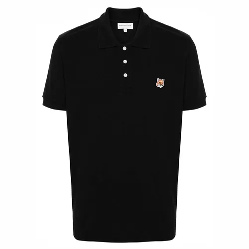 Maison Kitsuné - Áo Polo Nam Maison Kitsuné Black With Bold Fox Head Logo Embroidered LM00208KJ7002P199 Màu Đen - Vua Hàng Hiệu