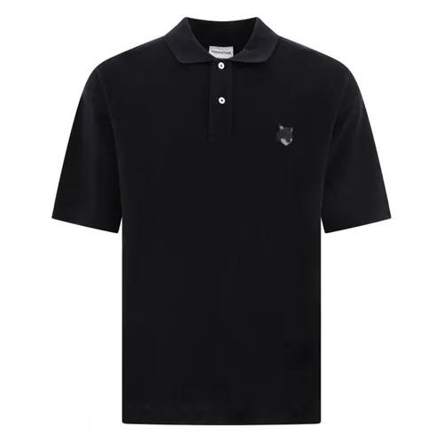 Maison Kitsuné - Áo Polo Nam Maison Kitsuné Black With Bold Fox Head Logo Embroidered MM00202KJ7010P199 Màu Đen - Vua Hàng Hiệu