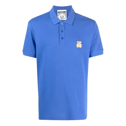Áo Polo Nam Moschino Blue With Bear Logo Embroidered A16032042 0297 Màu Xanh