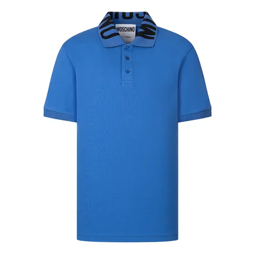 Áo Polo Nam Moschino Blue With Logo Collar Printed 231ZRA160620421297 Màu Xanh