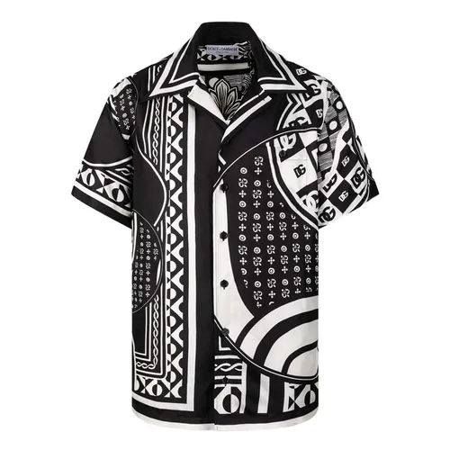 Thời trang Đen trắng Áo sơ mi - Áo Sơ Mi Nam Dolce & Gabbana D&G Geometric Print In Black/White G5JH9T HI1B3 HA3TY Màu Đen Trắng - Vua Hàng Hiệu