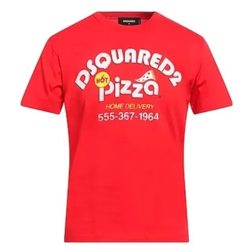 DSquared2 Áo thun - Áo Thun Nam Dsquared2 Men's Pizza TShirt In Red S74GD1055 Màu Đỏ Size M - Vua Hàng Hiệu