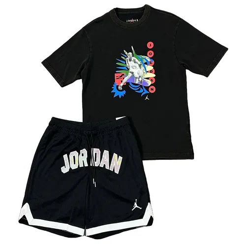 Bộ Quần Áo Cộc Tay Nam Nike Air Jordan DX5968-010/DM1414-010 Màu Đen Size L