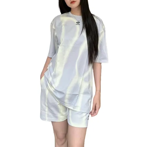 Thời trang - Bộ Quần Áo Cộc Tay Nữ Adidas Dyed Pattern Covered IU2481/IU2484 Màu Xám Nhạt Size S - Vua Hàng Hiệu