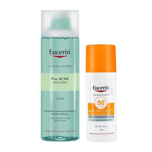 Eucerin - Combo Kem Chống Nắng Eucerin Sun Gel-Creme SPF50+ + Toner Cho Da Dầu Mụn Eucerin Acne Oil Control 2 Món (200ml + 50ml) - Vua Hàng Hiệu