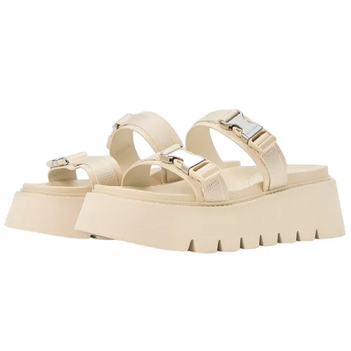 Dép Nữ Charles & Keith CNK Laine Metallic Buckle Flatform Round Toe Sandal Beige 70381040 Màu Be Size 37 - Dép - Vua Hàng Hiệu