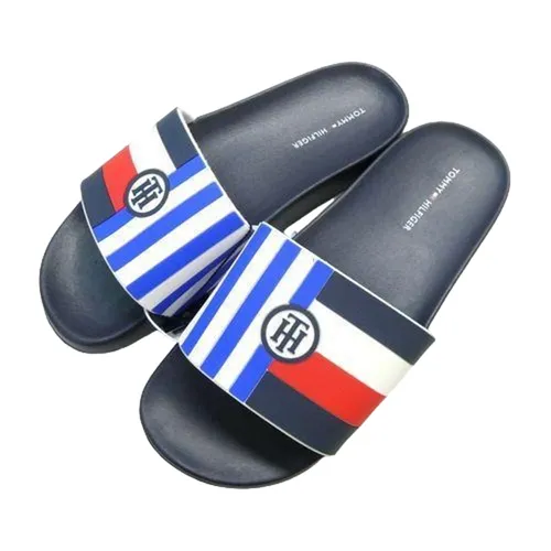 Dép Tommy Hilfiger - Dép Tommy Hilfiger Davern Striped Pool Slide Màu Xanh Size 38 - Vua Hàng Hiệu