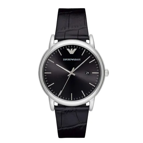 Emporio Armani Dây da Đen - Đồng Hồ Nam Emporio Armani Date Black Leather Watch AR2500 Màu Đen - Vua Hàng Hiệu
