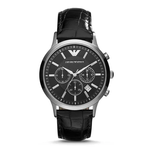 Emporio Armani Dây da Đen - Đồng Hồ Nam Emporio Armani Men's Black Leather Watch AR2447 Màu Đen - Vua Hàng Hiệu
