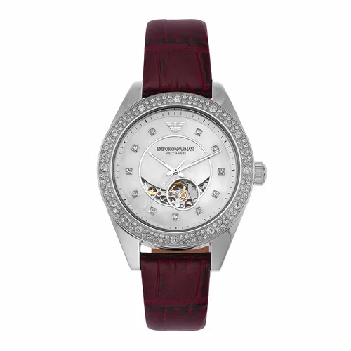 Đồng Hồ Nữ Emporio Armani Automatic Red Leather Watch AR60075 Màu Đỏ - Đồng hồ - Vua Hàng Hiệu