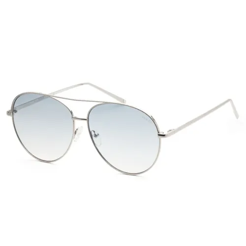 Kính mắt - Kính Mát Nữ Guess 63mm Shiny Light Nickeltin Sunglasses GF0391-10W Màu Xanh Bạc - Vua Hàng Hiệu