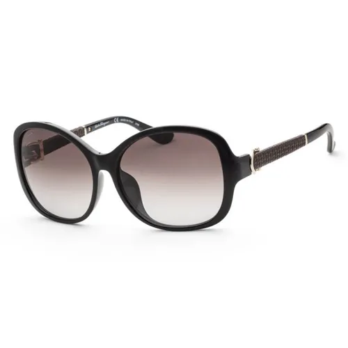 Kính mắt Salvatore Ferragamo - Kính Mát Nữ Salvatore Ferragamo Black Round Sunglasses SF744SLA 001 59 Màu Đen - Vua Hàng Hiệu