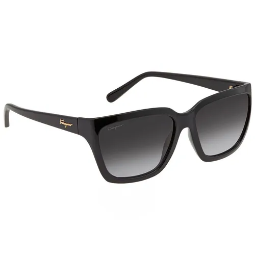 Kính Mát Nữ Salvatore Ferragamo Grey Rectangular Ladies Sunglasses SF1018S 001 59 Màu Đen - Kính mắt - Vua Hàng Hiệu