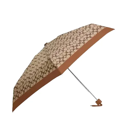 Ô - Dù - Ô Coach Signature Mini Umbrella F63365 Silver/Khaki Saddle Màu Nâu Khaki - Vua Hàng Hiệu