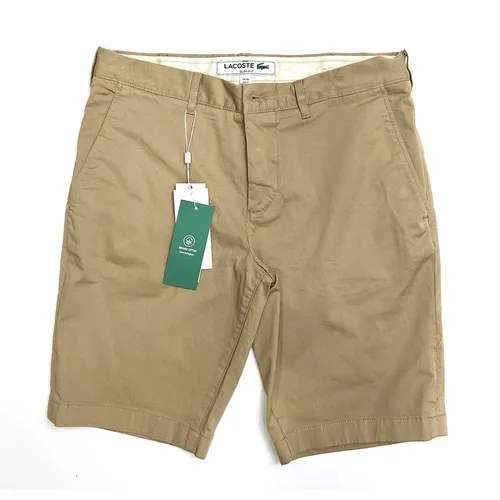 Quần Short Nam Lacoste Men's Slim Fit Stretch Cotton Bermuda Shorts FH2647-00-02S Màu Beige Size 42/33