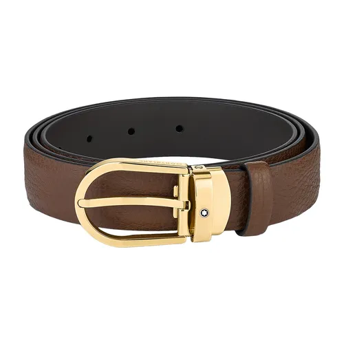 Thắt Lưng Nam Montblanc Horseshoe Buckle Brown 30mm Leather Belt MB129423 Màu Nâu Size 120 - Thắt lưng - Vua Hàng Hiệu