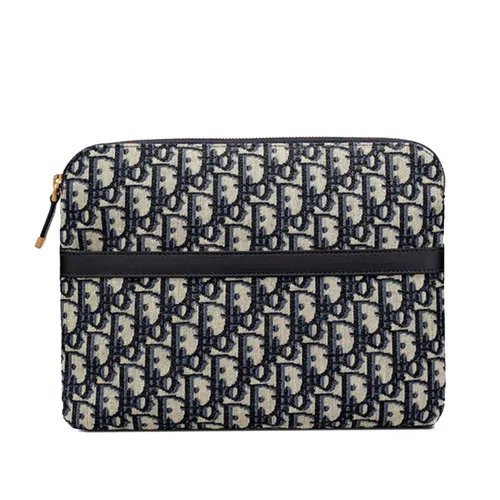 Túi xách - Túi Cầm Tay Dior Blue Dior Oblique Jacquard Màu Xanh/Đen/Be - Vua Hàng Hiệu